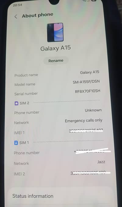 Samsung A15 256gb/8gb 03054140653