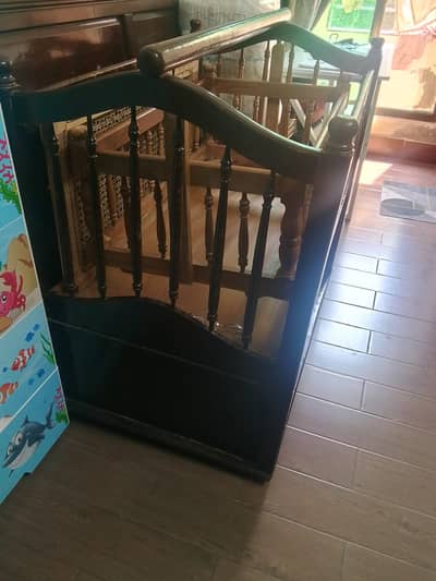 Wooden Cot with Jhoola & Mattress