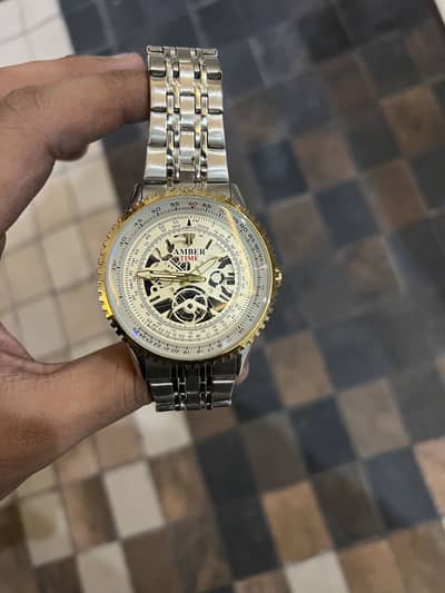 Amber Time Skeleton Watch-Premium Chain heavy weight