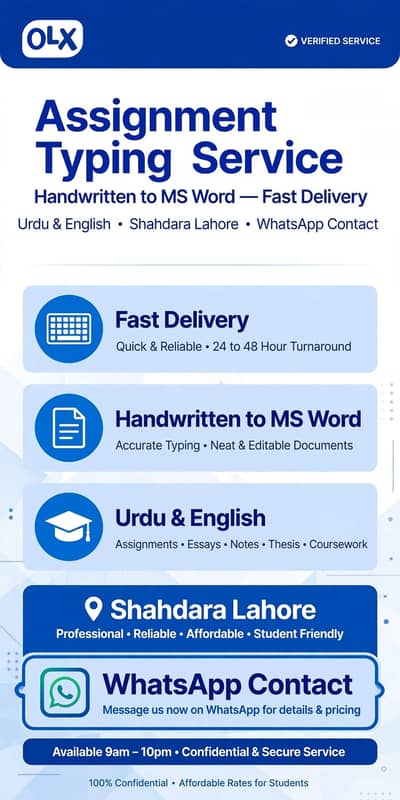 Assignment Typing - Handwritten to MS Word - Urdu English - Fast