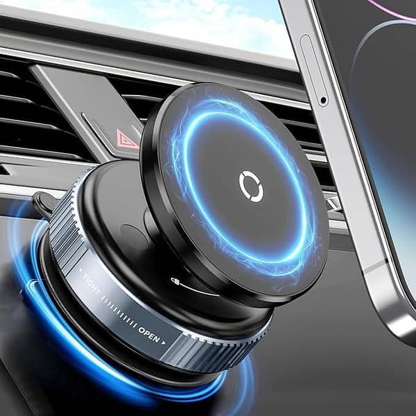 T28 Vacuum Adsorption Magnetic Car Phone Holder – 360° Rotating Mobile Stand