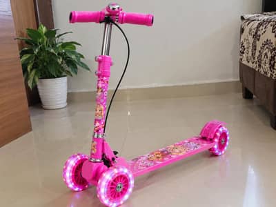 Lucro Kids 3-Wheel Foldable Kick Scooter with LED Light
