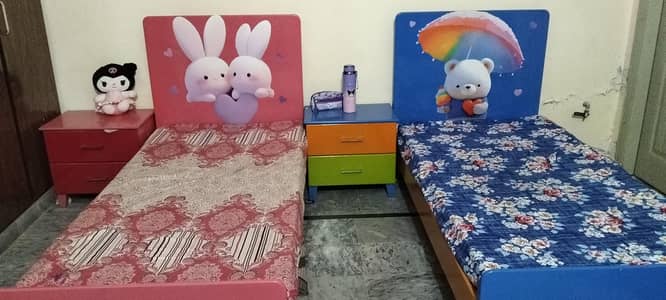 Kids Single Bed with 2 Side tables