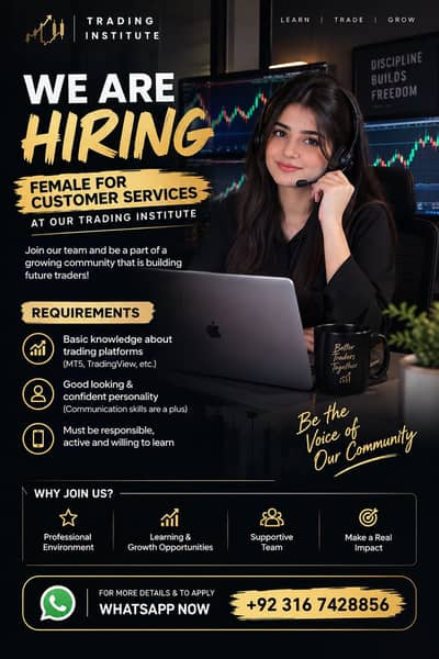 Female trader for customer service