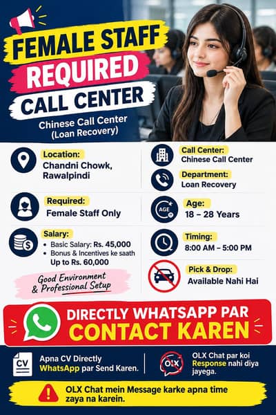 ONLY Female Staff Required — Call Center