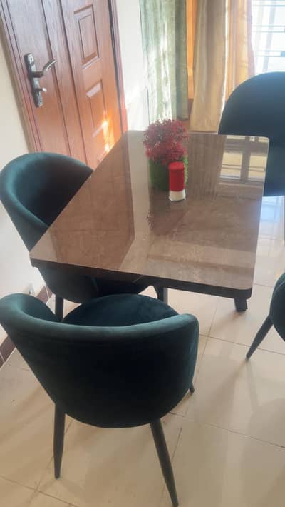 Dining Table Set with 4 Velvet Chairs  - URGENT Moving-out sale