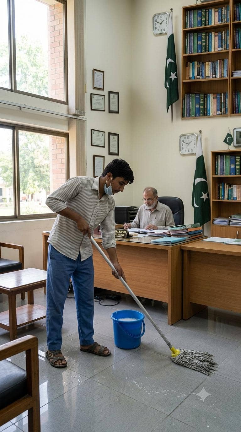 آفس کی صفائی ستھرائی کے لیے ایک لڑکے کی ضرورت ہے۔ 0