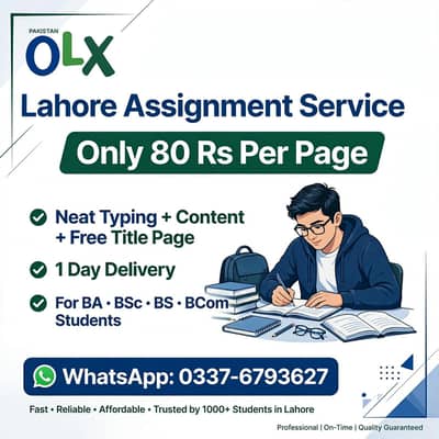 Lahore assignment service per page Rs 80