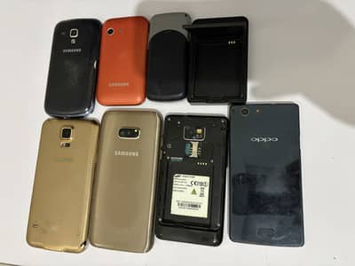 Lot of 7 Mobile Phones (Samsung, Oppo, LG) + Universal Battery Charger