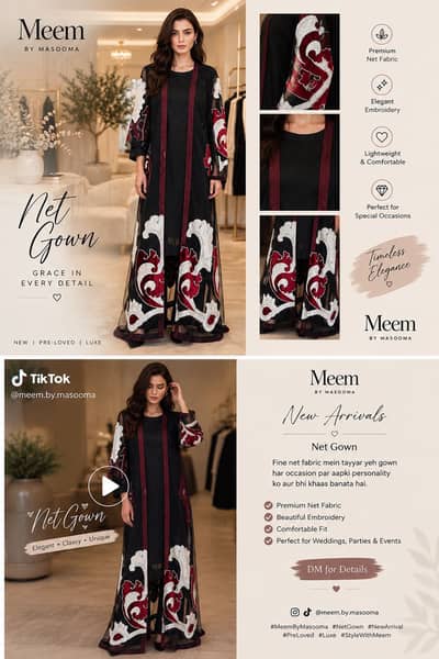 Black net gown with matching inner pre- loved