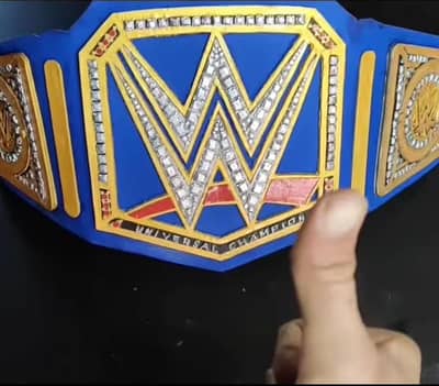 Cardboard WWE Championship belts blue and black colour
