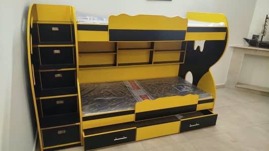 kids bunk bed with lots of storage