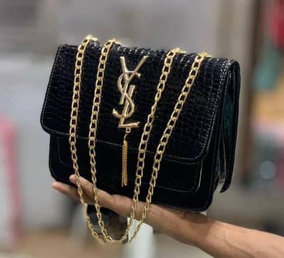 YSL Black & White Chain Bag - Party Wear Clutch - Imported