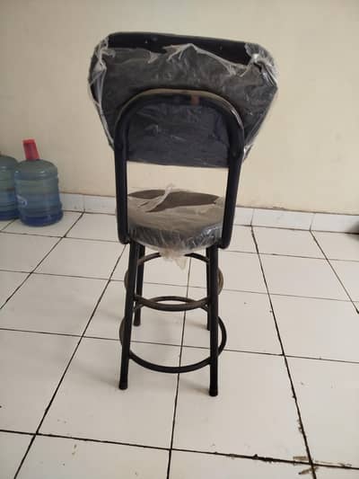 Iron Bar Stool Chair with Cushioned Seat - Strong Frame