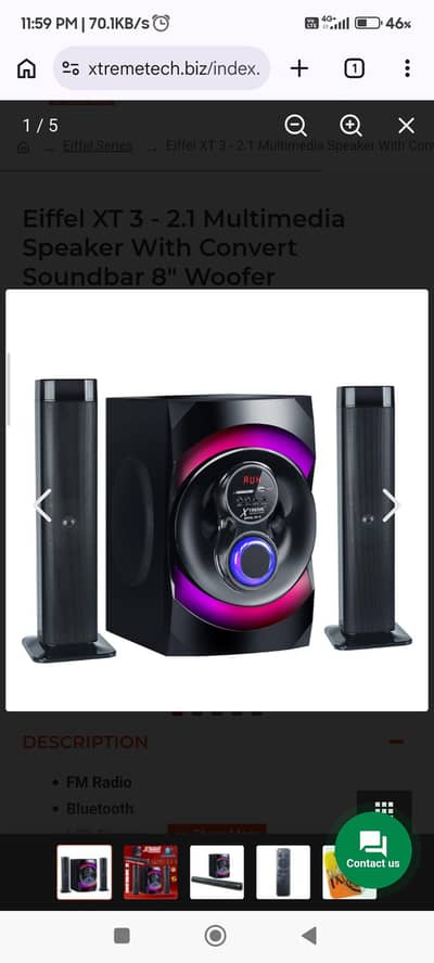Eiffel XT 3 - 2.1 Multimedia Speaker With Convert Soundbar 8" Woofer