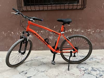 B'Twin Hybrid MTB Bicycle - Orange, Aluminum Body