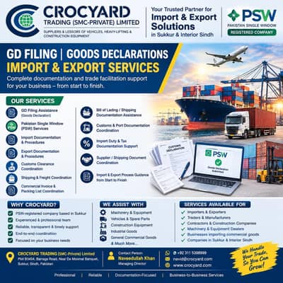 Import Export Services | GD Filing | PSW | Customs & Shipping | Sukkur