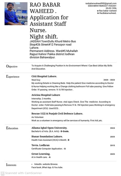 Health care assistant Male.
