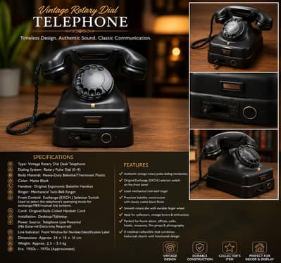 vintage Rotary Dial Phone with exchange Control Selector 0300-4331882