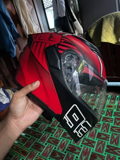 JIEKAI JK-902 Red Black Uplift Dual Visor Helmet DOT