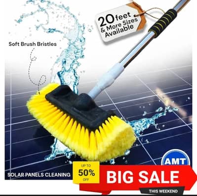 Solar Panels Cleaning Brush with Water through