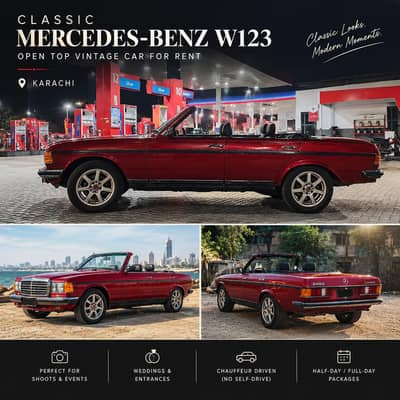 Open-Top Mercedes-Benz W123 for RENT