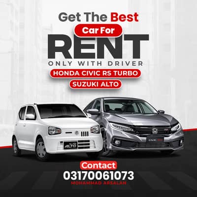 Honda Civic Suzuki Alto car for rent (only with driver)