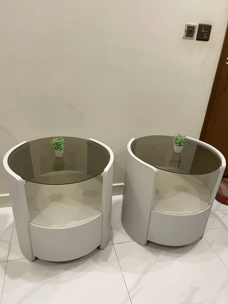 Modern round side table pair 1