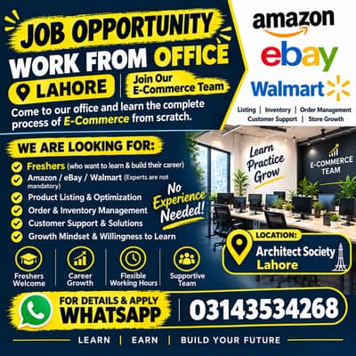 E-Commerce Job Opportunity  Amazon | eBay | Walmart  Fresher