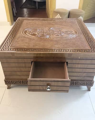 Luxury Wooden Coffee Table / Center Table with Storage Drawer | 3x3