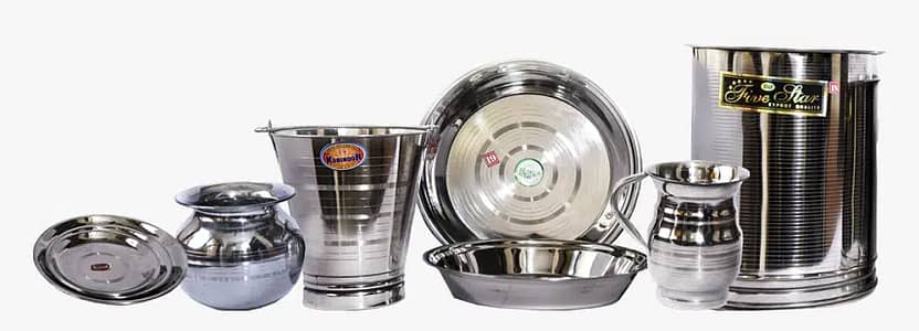 Stainless Steel Bartans (Pots) Cookware Accessories & Set