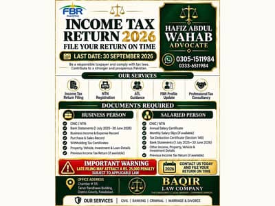 Income Tax Return Filing 2026 | FBR, NTN & ATL Services