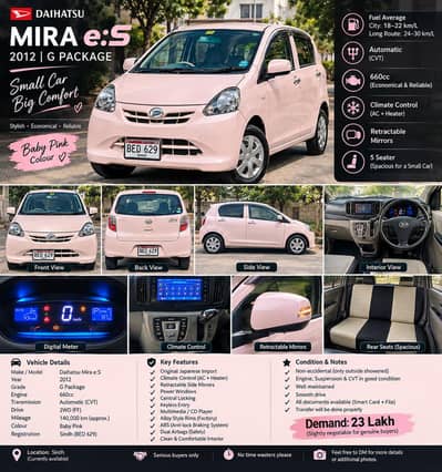 Daihatsu Mira G Package (Top of the line)  2012