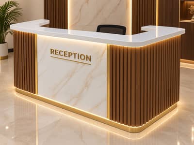 Modern Reception Table Making | Custom Made Office Counter 03418276657