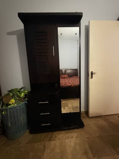 Wooden dressing table with full mirror storage good condition