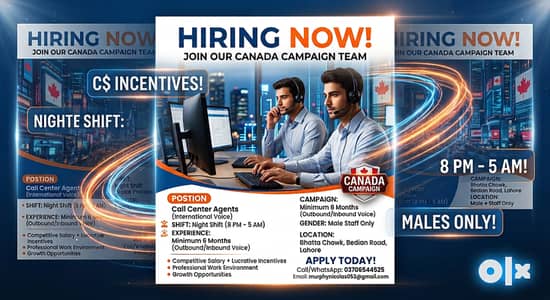 We are hiring staff for Canada based campaign