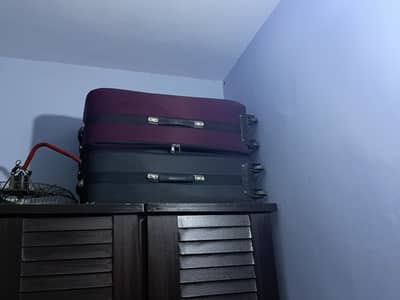 Set of 2 large fabric trolley suitcases barely used excellent conditio