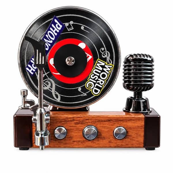 Solar Powered Phonograph Aroma Diffuser for Cars | Retro Car Air Freshener