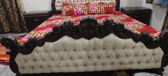 Double Bed with 2 Side Tables – Full Storage