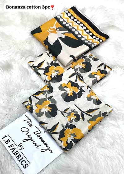 3 pc unstitched cambric cotton suit ladies