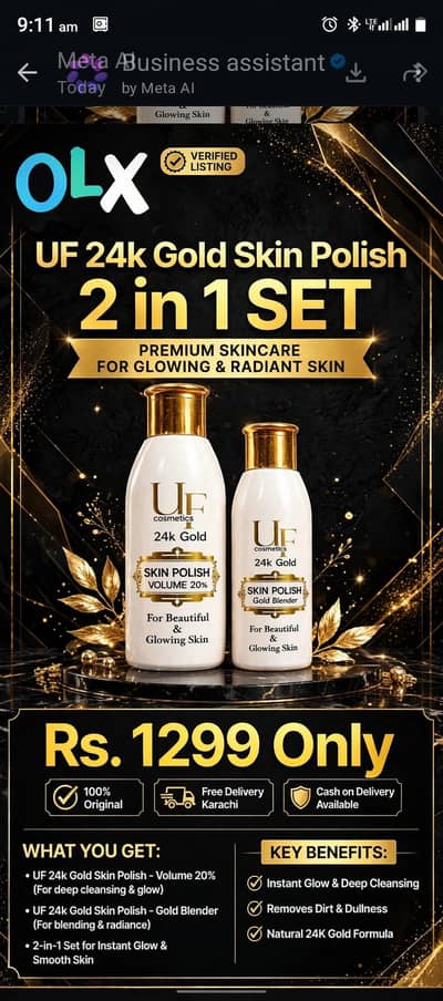 UF 24k gold skin polish 2 in 1 set original %'Rs1299