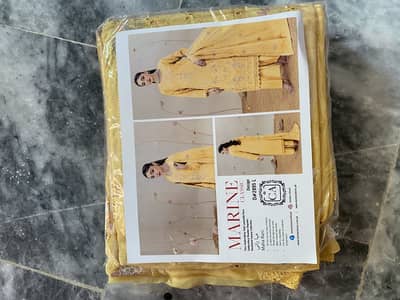 Maria B. Classic Embroidered 3-Piece Unstitched Suit – Mustard Yellow
