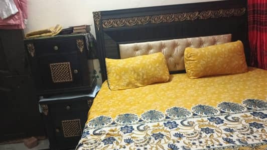 King Size Bed Set For Sale - 2 Side Tables + Dressing + Laptop Table