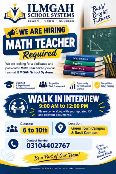 Hiring for Male Math Teacher