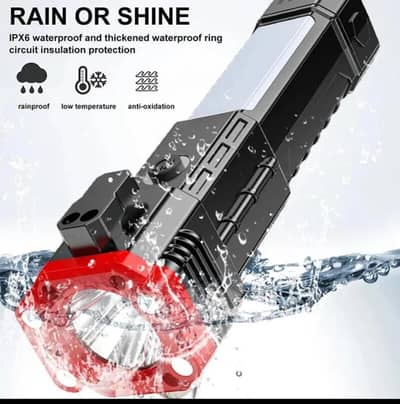 Rechargeable LED Torch Light | Waterproof ABS | Black | Rs. 1,499