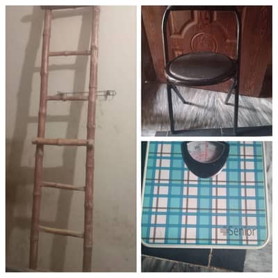 Bamboo Ladder, Mechanical Scale Weight machine, Foldable chair