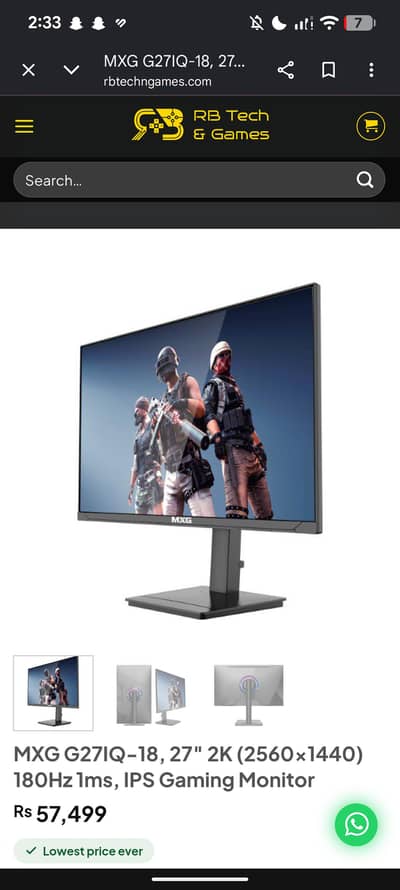 Mxg 27 Inch 180hz 2k gaming monitor