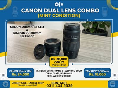 Canon 50mm f/1.8 STM + Tamron 70-300mm Lens for Canon (Mint)