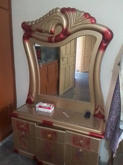 one bed with spring matress 2 side table and one dressing for sale