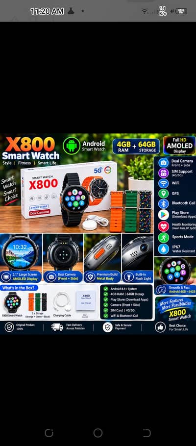 X800 5g latest android watch for sale wtsp 03204847881
